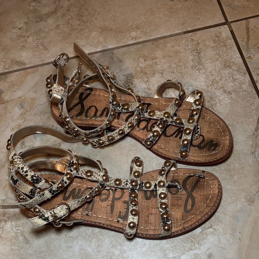 Sam Edelman  Metallic Snake-Print Women’s Sandals